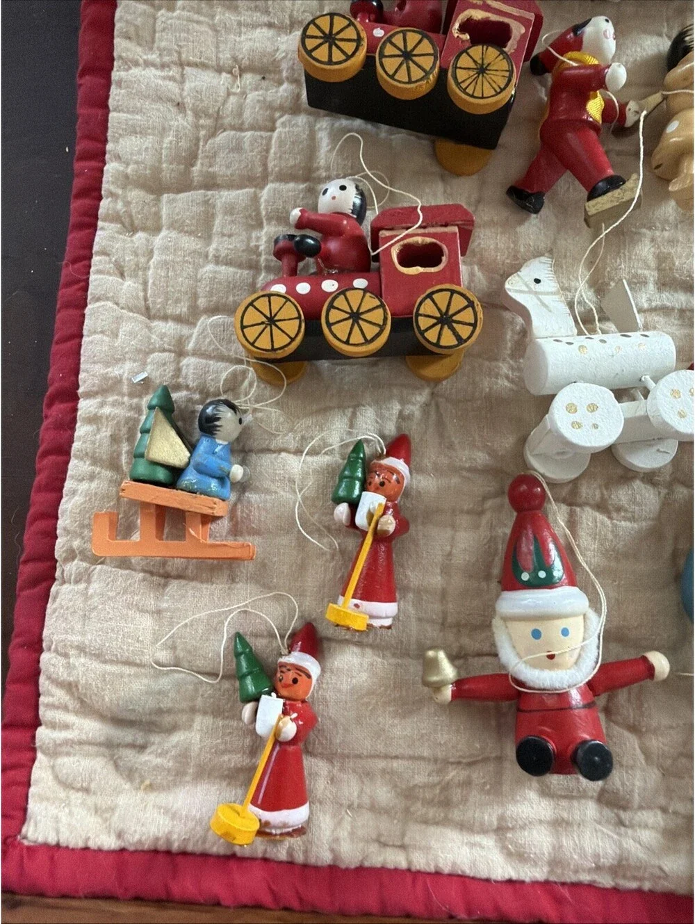 Vintage Mixed Lot 60 Wooden Christmas Tree Ornaments Hand Painted German Style